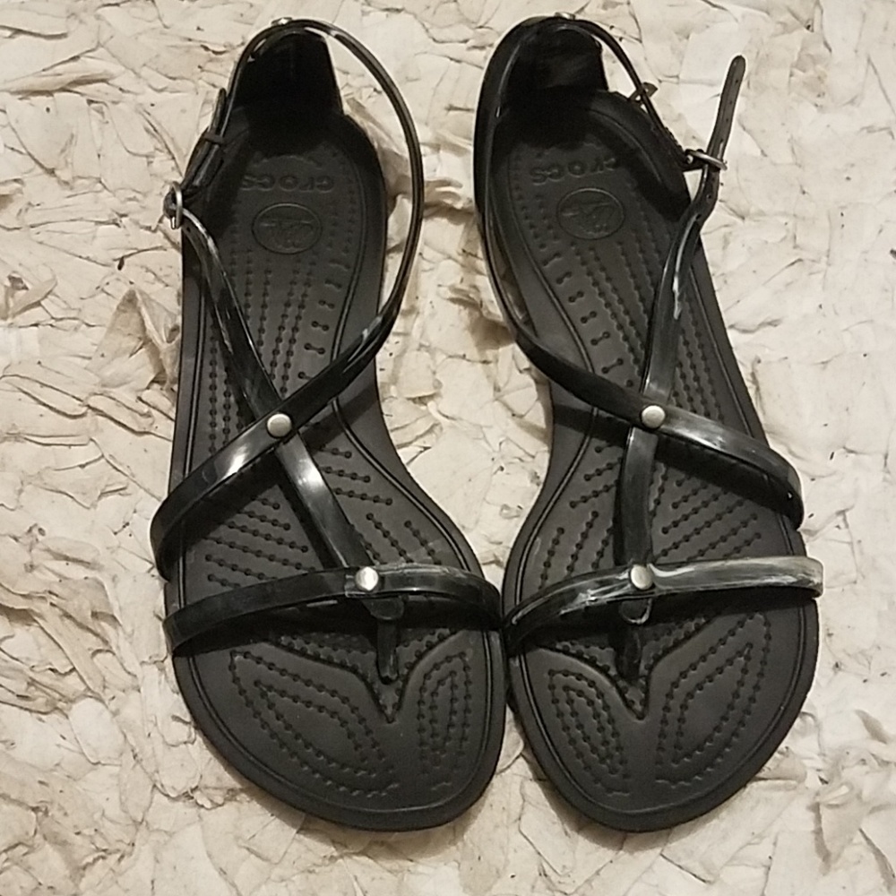 Black Croc Sandals